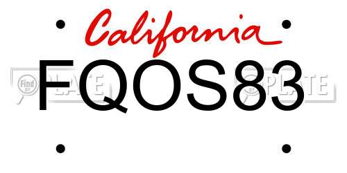 FQOS83 California License Plate