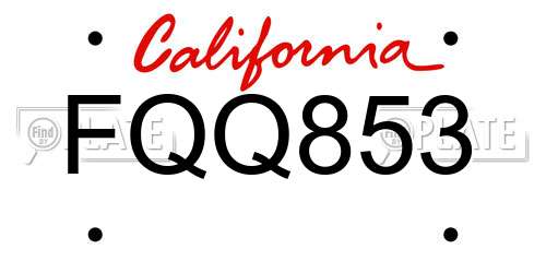FQQ853 California License Plate
