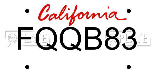 FQQB83 California License Plate