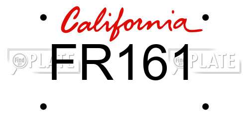 FR161 California License Plate