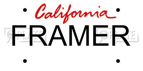 FRAMER California License Plate