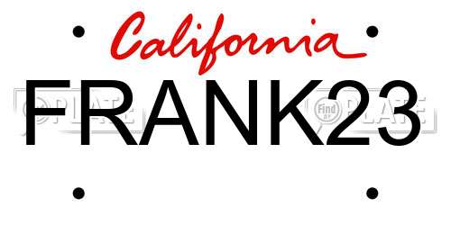 FRANK23 California License Plate