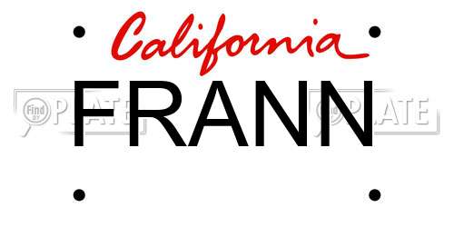 FRANN California License Plate