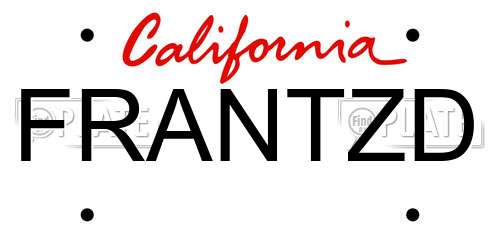 FRANTZD California License Plate