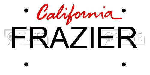 FRAZIER California License Plate