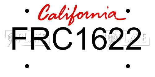 FRC1622 California License Plate