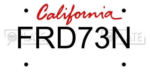 FRD73N California License Plate