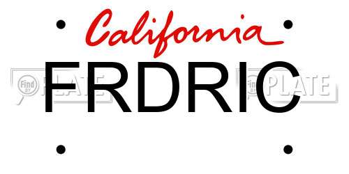 FRDRIC California License Plate