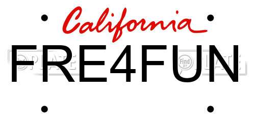 FRE4FUN California License Plate