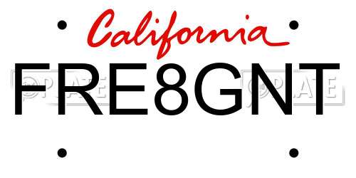 FRE8GNT California License Plate