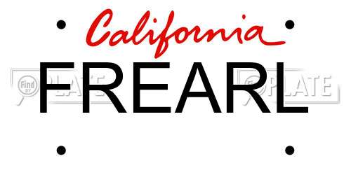 FREARL California License Plate