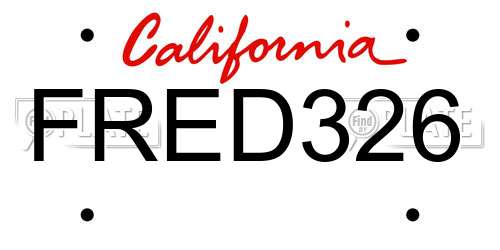 FRED326 California License Plate