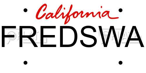 FREDSWA California License Plate