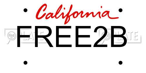 FREE2B California License Plate