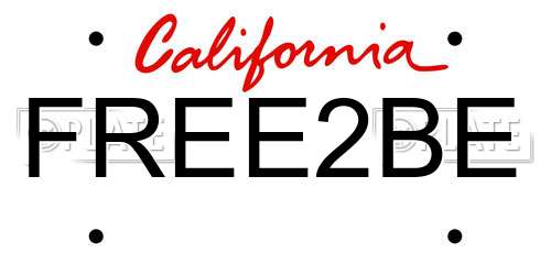 FREE2BE California License Plate