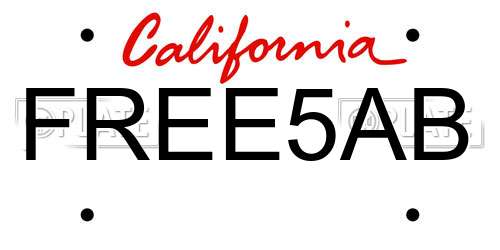 FREE5AB California License Plate