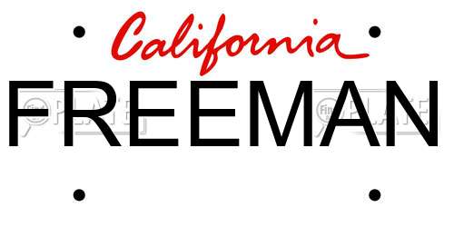 FREEMAN California License Plate