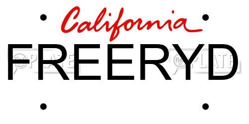 FREERYD California License Plate