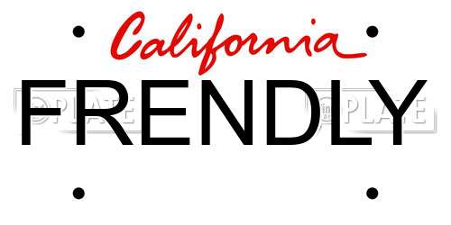 FRENDLY California License Plate