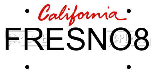 FRESNO8 California License Plate