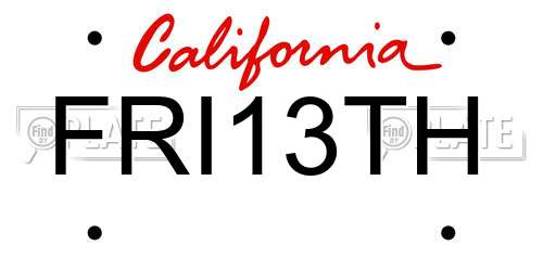 FRI13TH California License Plate