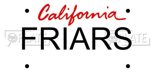 FRIARS California License Plate