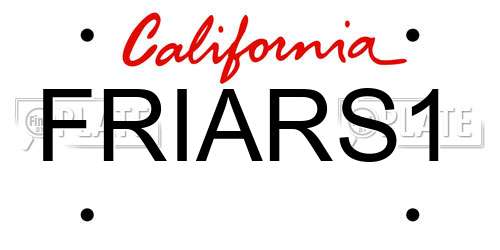 FRIARS1 California License Plate