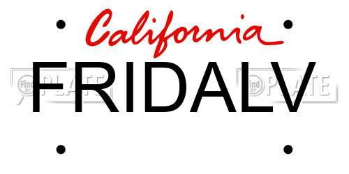 FRIDALV California License Plate