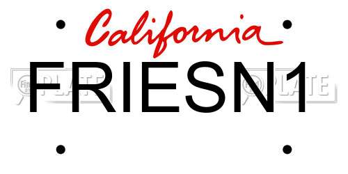 FRIESN1 California License Plate