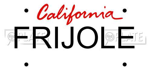 FRIJOLE California License Plate