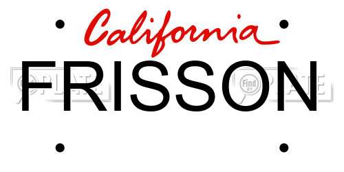 FRISSON California License Plate