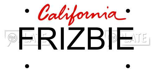 FRIZBIE California License Plate