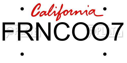 FRNCOO7 California License Plate