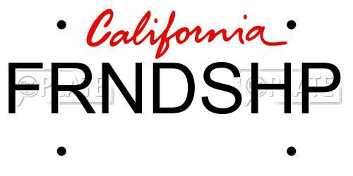 FRNDSHP California License Plate