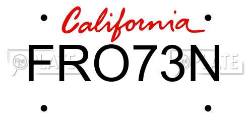 FRO73N California License Plate
