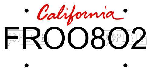 FROO8O2 California License Plate