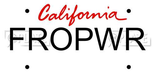 FROPWR California License Plate