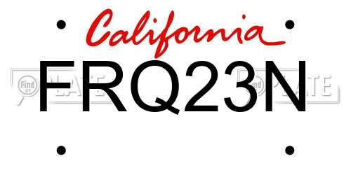 FRQ23N California License Plate