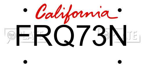 FRQ73N California License Plate