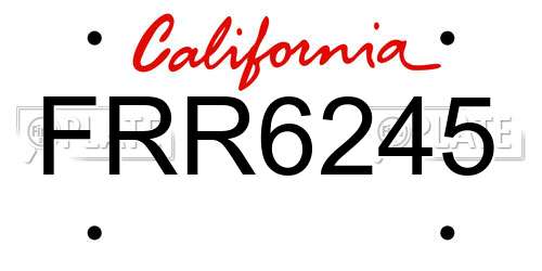 FRR6245 California License Plate