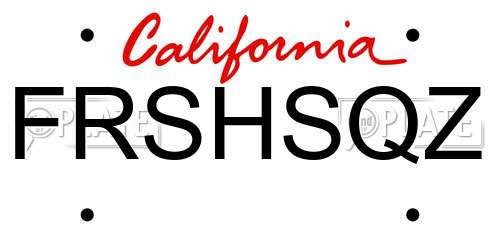 FRSHSQZ California License Plate