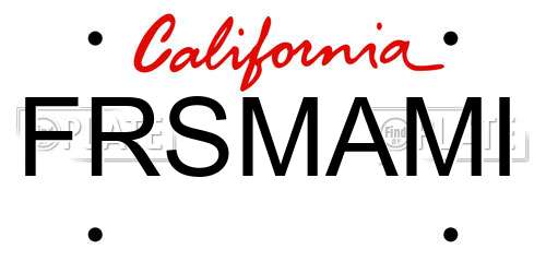 FRSMAMI California License Plate