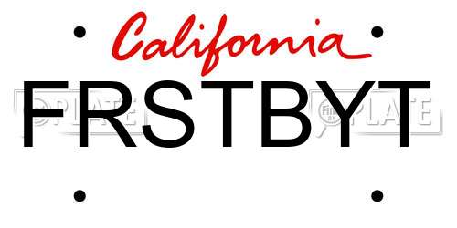 FRSTBYT California License Plate