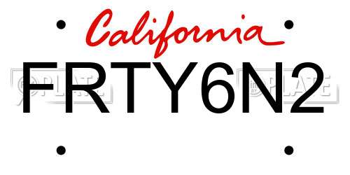 FRTY6N2 California License Plate