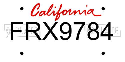 FRX9784 California License Plate
