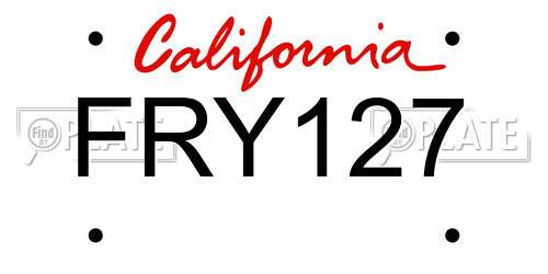 FRY127 California License Plate