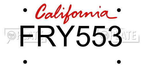 FRY553 California License Plate