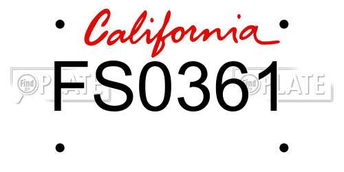FS0361 California License Plate