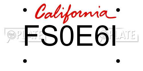 FS0E6I California License Plate