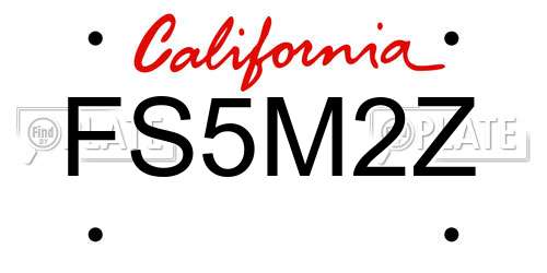 FS5M2Z California License Plate